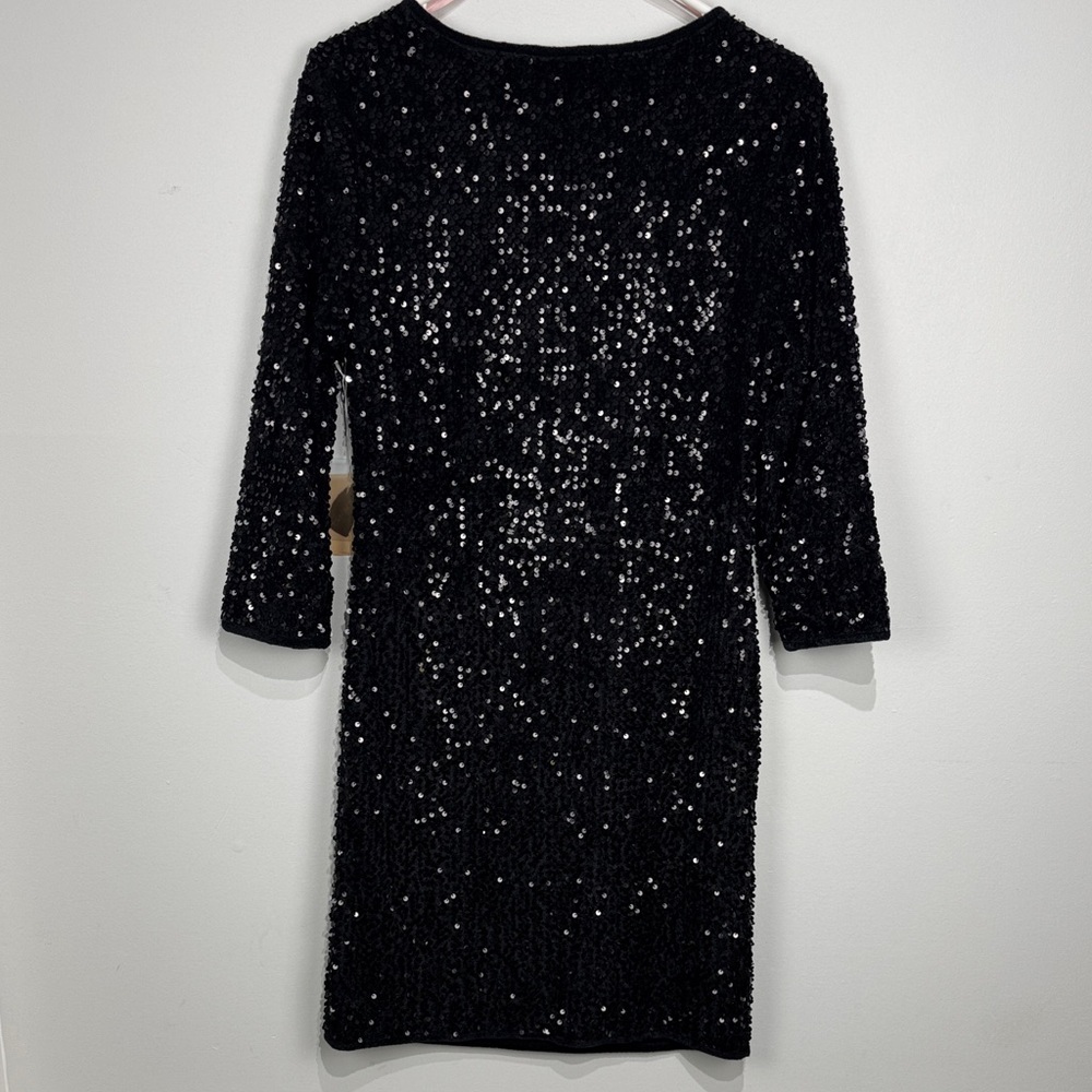 NWT Forever 21 Contemporary Black Sequin 3/4 Sleeve Dress. Size Large - Picture 6 of 8